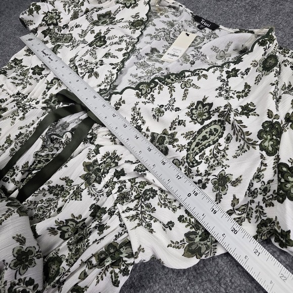 Trixxi White Mini Dress with Green Floral Print - Picture 13 of 14